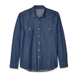 <b>Men</b>’s Cotton Denim <b>Shirt</b> Long Sleeve Casual <b>Jean</b> <b>Shirt</b> Customized Logo High Quality - Product Image 1