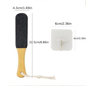 Râpe à pieds en bois avec crochet pour éliminer les callosités et les peaux mortes, beige clair, outil de pédicure exfoliant pour talons humides - Product Image 5