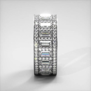 Women's 925 <b>Sterling</b> <b>Silver</b> Rhodium Plated Moissanite Full <b>Eternity</b> Band <b>Ring</b> Emerald Cut Pave Setting Luxury Wedding Jewelry - Product Image 2
