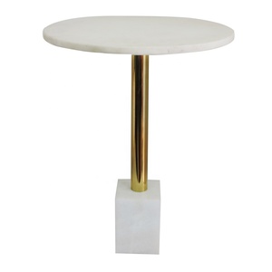 Mesa de Centro de Mármol y Hierro, Forma Moderna, Color Blanco y Dorado, Mesa Auxiliar de Lujo para Sala de Estar, Diseño Personalizado al por Mayor - Product Image 1