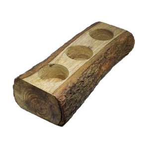 Customized Unique Pillar Shaped Brown High Quality Handmade Home Decor Natural Wooden & Bark Wax Filling <b>Tealight</b> <b>Candle</b> Holder - Product Image 2