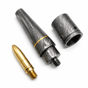 Jexmoo Pipa de Fumar de Acero de Damasco de Lujo Hecha a Mano, Reutilizable, con Funda de Cuero, Regalo para Papá, Esposo, Novio - Product Image 3