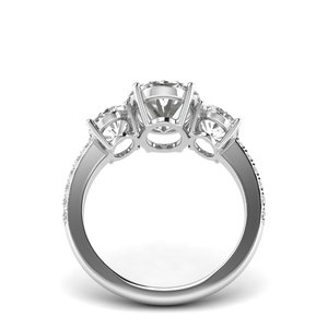 AJRETAIL Or massif 14K, taille ovale, sertissage pavé trois pierres, or blanc serti de diamants de laboratoire de 4,3 carats, couleur F, clarté VS1, IGI - Product Image 3