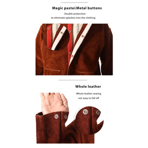 Veste de soudeur en cuir de vachette résistante à la chaleur, vêtements en cuir pour soudeurs, vêtements de travail résistants aux flammes, vêtements de travail lourds pour la construction - Product Image 2