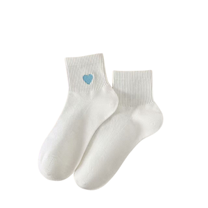Spring and Summer Fresh College-Style <b>Women's</b> <b>Socks</b> Cotton <b>Socks</b> with Embroidered Hearts Mesh <b>Socks</b> Fashionable Sports - Product Image 2