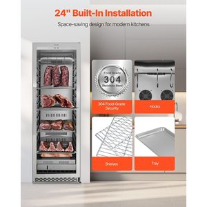 ตู้แช่เย็นแบบตั้งอิสระสำหรับการบ่มเนื้อแบบแห้ง ขนาด 298 ปอนด์ อุปกรณ์ครัวเชิงพาณิชย์ ควบคุมอุณหภูมิและความชื้นได้อย่างแม่นยำสำหรับการบ่มเนื้อแบบแห้ง - Product Image 4