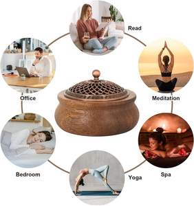 Juego de Regalo de Lujo: Quemador de Incienso de Madera Decorativo Cuadrado (Mabkhara) con Tarro de Almacenamiento de Aromas y Bandeja a Juego para Meditación y Yoga - Product Image 6