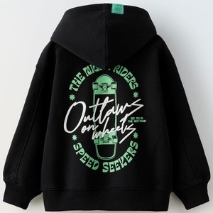 Sweat-shirt à capuche noir pour homme avec logo imprimé personnalisé, coupe classique, en coton molletonné, pour l'automne, OEM 2026 - Product Image 5