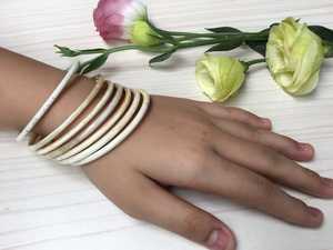 Bracelet manchette ouverte en corne de vache, fait main, poli, imitation perle, motif chrétien moderne, écologique, pour femme, cadeau de mariage MN - Product Image 3