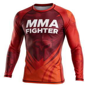 MMA Fighter Long Sleeve Rash Guard Full Sleeve <b>Compression</b> <b>Shirt</b> Quick Dry <b>Men's</b> Sport Top Sublimation Print Design Rash Guard - Product Image 4
