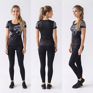 T-shirt de sport personnalisé OEM pour femme, imprimé, 100 % coton et polyester, à manches courtes, pour yoga, gym et fitness - Product Image 5