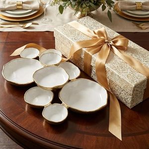 Ensemble de 9 bols de service ronds en émail, décoratifs et élégants, pour olives, chips et sauces. - Product Image 1