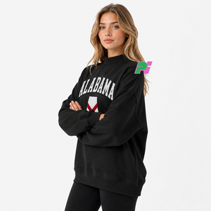 Sudadera de cuello alto para mujer con letras de ALABAMA en aplique, mapa del estado, forro polar grueso, estilo oversize. - Product Image 2