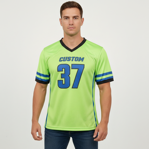 Maillot de football YITE personnalisé avec logo, en maille 100% polyester, col montant, coupe ample, unisexe, style rétro streetwear - Product Image 1