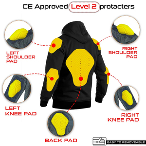 Grey for Windproof Winter <b>Plus</b> <b>Size</b> Safety Motorbike Hoodie Pullover <b>Biker</b> <b>Jacket</b> CE Level 2 Protective - Product Image 6