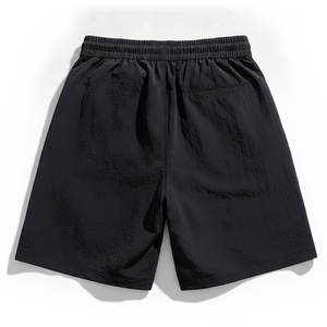 Pantalones Cortos con Cordón Ajustable para Hombre MIDNIGHT, Color Negro con Bloques de Color, Estilo Urbano Holgado, Mezcla de Algodón - Product Image 1