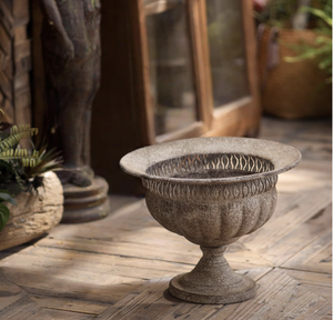 Stone look Iron Tabletop Vase Handmade Distressed Finish Outdoor Indoor Plant Pot Metal Vases Classic Design - Product Image 2