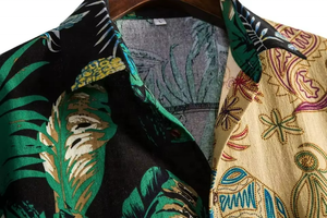 Camisa Hawaiana de Manga Larga para Hombre, Informal, de Verano, Tejida, Estampada, con Parches, para Vacaciones en la Playa, con Botones, de Secado Rápido - Product Image 6