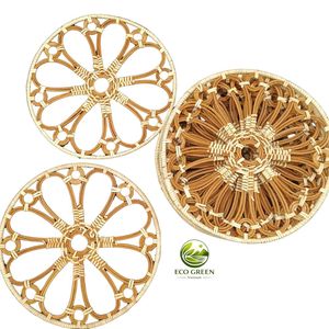 Handwoven <b>Rattan</b> Placemat Round Boho Wall Hanging Decor Natural <b>Table</b> Mat Heat Resistant <b>Dining</b> Home Decor - Product Image 2