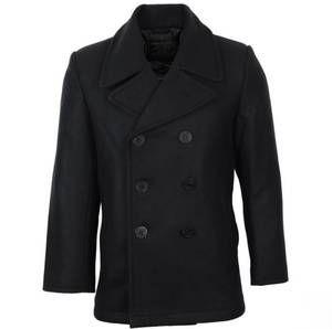 Abrigo de lana negro unisex de doble botonadura, chaqueta de invierno con cuello vuelto, frac personalizado - Product Image 1