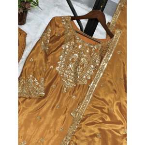 Conjunto elegante de traje de trabajo con bordado y secuencia Sharara y Dupatta para mujer - Product Image 5