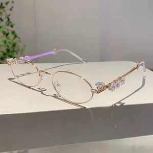 Shades Diamond Oval <b>Sunglasses</b> Unisex Y2K Fashion High-end Rhinestone Metal Retro UV400 PC Lenses Champagne Gray - Product Image 5