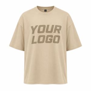 Camiseta de Hombre, Talla Grande, con Logotipo Personalizado, Cuello Redondo, Manga Corta, Tejido Grueso de 220g, Estampado Frontal, Estilo Casual, 100% Algodón, Transpirable - Product Image 5