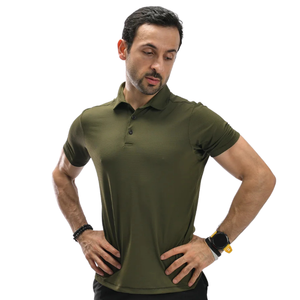 Polo pour homme en tissu gaufré olive, léger, polyester et élasthanne, respirant, anti-humidité, coupe ajustée, pour le golf et les loisirs, OEM - Product Image 1