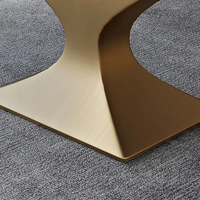 Splendide table à manger rectangulaire moderne et ensemble de chaises avec plateau en pierre et verre italiens