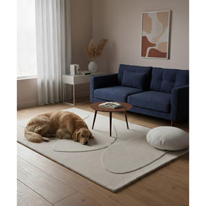 Tapis en laine tufté à la main de luxe, tapis contemporain abstrait neutre, tapis doux pour chambre à coucher et salon - Product Image 5