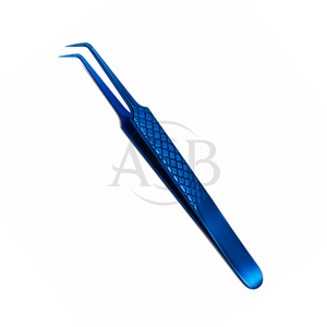 Pince à cils en acier inoxydable à angle de 90 degrés, forme en L, prise ferme, résistante à la transpiration, pointe fine, logo personnalisé, instrument de beauté - Product Image 1