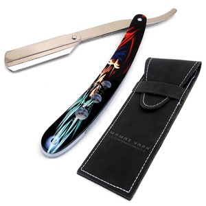 Rasoir professionnel à lame droite avec verrouillage à bascule, en acier inoxydable, lame de rasage, manche recouvert de papier, pour la coupe des cheveux du visage en salon - Product Image 2