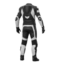 Combinaison de course moto en cuir noir et blanc, une pièce, équipement de protection pour la course sur route, combinaison de moto blindée, sur mesure, OEM, vente en gros