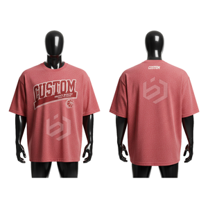 Custom Men's <b>Oversized</b> <b>Red</b> T-<b>Shirt</b> Short Sleeve O-Neck Cotton Jersey Casual Wear With Letter Print Logo Front Back - Product Image 1