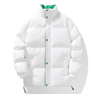 Veste matelassée réversible pour homme, col montant, fermeture éclair, couleur unie, vêtement d'hiver décontracté, rembourrage épais en polyester - Product Image 3