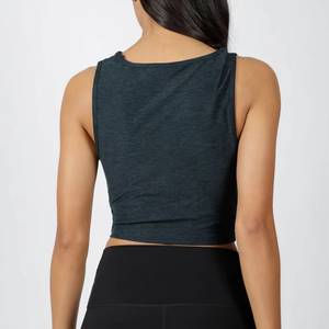 Casual Styles Crew Neck Sleeveless Gym Tops Ladies Sport <b>Twist</b> Details Women Crop Tops - Product Image 2