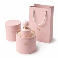 Kotak Hadiah Kemasan Parfum Oval Pink Ramah Lingkungan, Dapat Digunakan Kembali, dengan Magnet, Insert Beludru, dan Tas Kertas Grosir