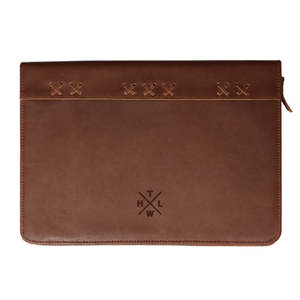 Housse pour ordinateur portable en cuir véritable, motif imprimé, personnalisable avec logo, pour voyages d'affaires, design élégant. - Product Image 2