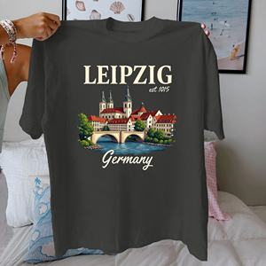 Alemania LEIPZIG est 1015 paisaje urbano Camiseta de algodón puro Mujer ajuste cómodo - Product Image 2
