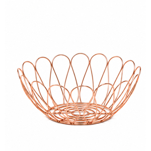 Modern Rose Gold Metal Wire Fruit <b>Basket</b> Vintage Style Iron Fruit Bowl Decorative Kitchen Countertop Display <b>Storage</b> Holder - Product Image 1