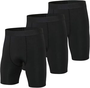 Men's Mid Waist Compression <b>Shorts</b> Solid Black Breathable <b>Spandex</b> Cotton Elastic Waist Casual Knitted <b>Shorts</b> - Product Image 1
