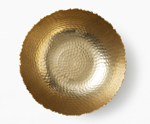 Bol en métal doré martelé, élégant et fait main, centre de table décoratif glamour pour la salle à manger et la décoration du salon - Product Image 2