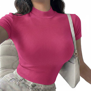 100% Cotton Ribbed Tank <b>Top</b> for Women Short Sleeves Breathable & Quick Dry Eco-Friendly Solid Pattern Hip Hop Style - Product Image 6