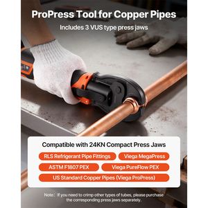 ProPress 18V <b>Electric</b> 1/2" 3/4" 1\" Copper Tubes Pipe Crimper Tool Kit 3 VUS Pr for <b>Wire</b> Crimping - Product Image 2