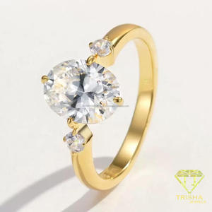Luxury Oval Cut Moissanite Diamond <b>Ring</b> In 925 Sterling <b>Silver</b> With Side Stones Elegant <b>Solitaire</b> Engagement Jewelry For Women - Product Image 3