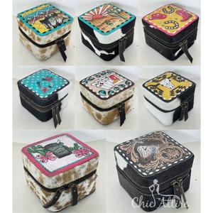 กล่องใส่เครื่องประดับหนังวัวแท้ลายวัวน่ารักแบบพกพาสำหรับผู้หญิง ทำด้วยมือ ขนาดเล็ก พร้อมซิป - Product Image 1