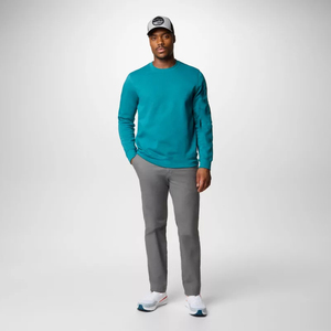 Sweat-shirt en molleton à col rond pour homme, couleur turquoise, coupe classique, manches longues, couleur unie, pull décontracté, poche, tricot en coton, hiver - Product Image 1