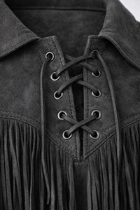 Custom Western <b>Suede</b> Leather Fringe <b>Jacket</b> for Men Soft Grey Cowboy Style Spring Wear Regular Fit Low MOQ Bulk Order - Product Image 4