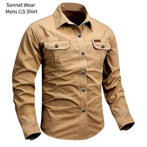 เสื้อเชิ้ตคาวบอยชาย แขนยาว ผ้าฝ้าย ติดกระดุม มีกระเป๋า - Product Image 4