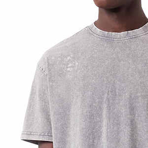 เสื้อยืดทรงหลวมสไตล์วินเทจ ล้างสีแบบแอซิดวอช แขนสั้นสำหรับฤดูร้อน แบบสั่งทำตามเทรนด์ใหม่ล่าสุด - Product Image 5